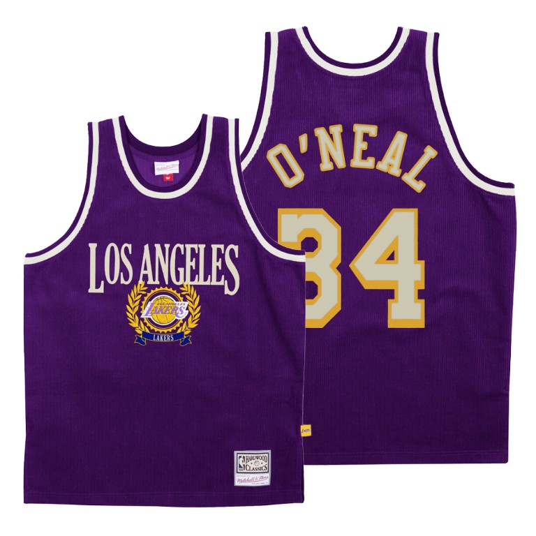 Men's Los Angeles Lakers Shaquille O'Neal #34 NBA Council Hardwood Classics Fashion Edition Purple Basketball Jersey AMU2783MY